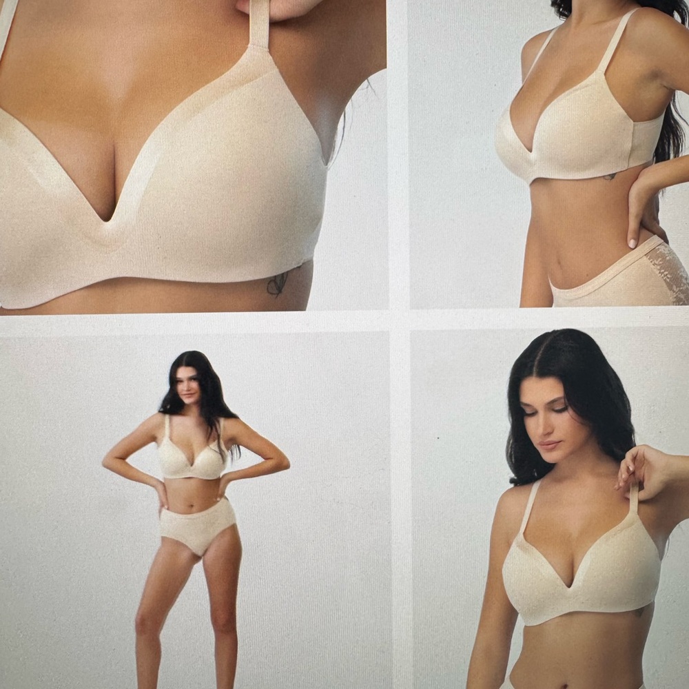 sand and black with tan trim bras  size Large Satin Grace Bra from Underoutfit